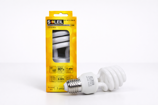 Bombillo Ahorrador Espiral 15W Caja A Color SOLEIL