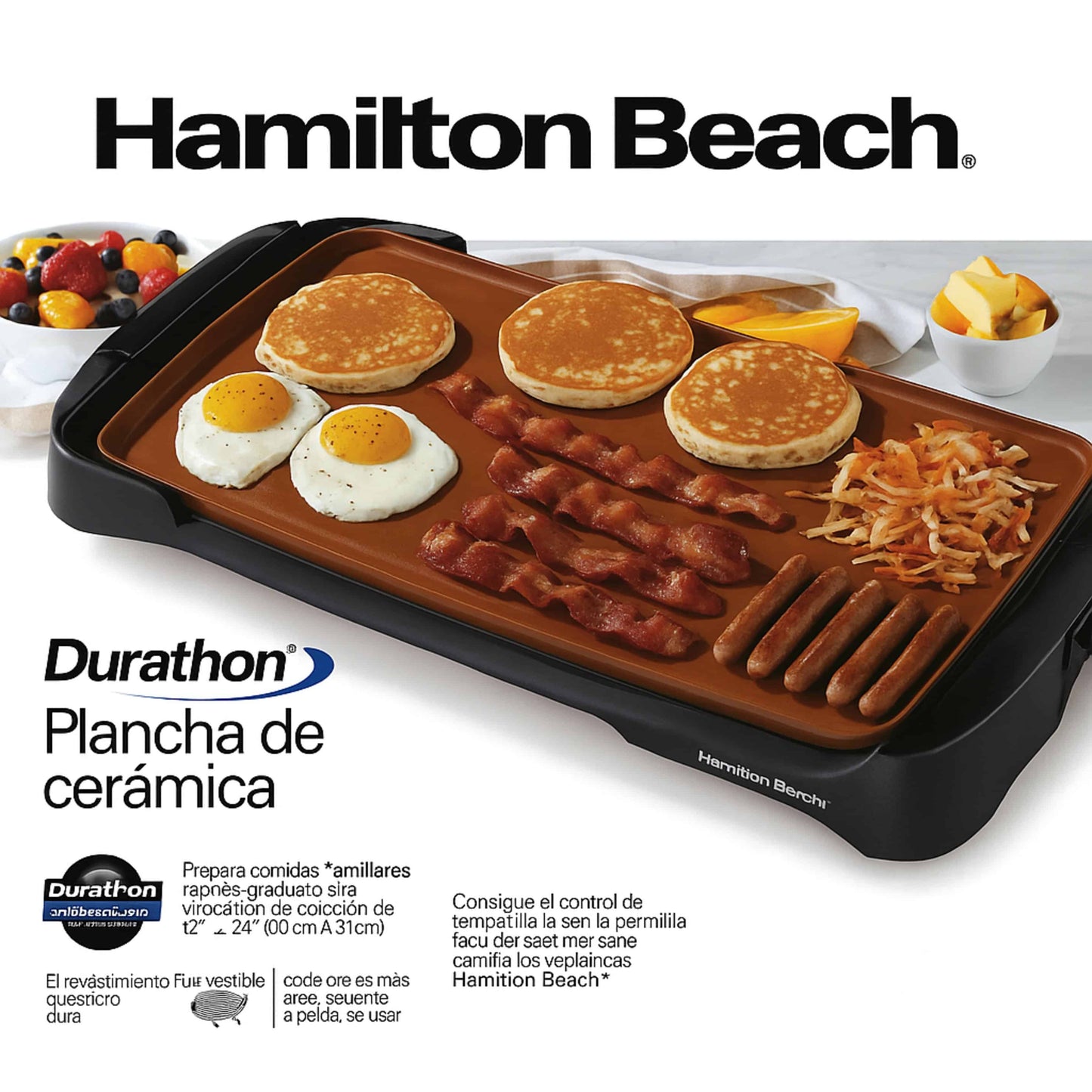 Plancha de Cerámica Hamilton Beach Durathon